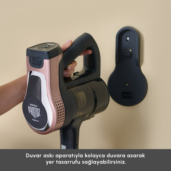 Karaca Vantuz Power Up Telescopic Uzunluğu Ayarlanabilir Dikey Süpürge Rosegold