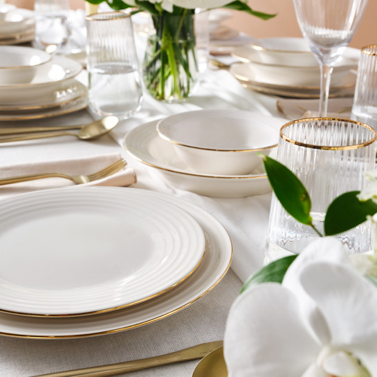 Karaca Elegance Bone Rayas 24 Parça 6 Kişilik Yemek Takımı 