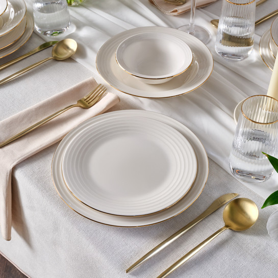 Karaca Elegance Bone Rayas 24 Parça 6 Kişilik Yemek Takımı 