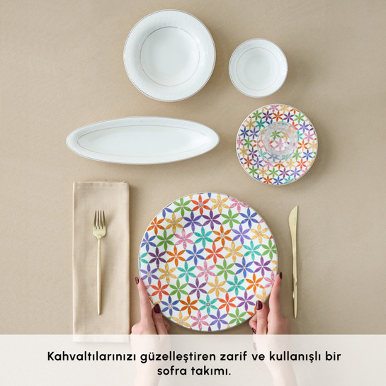 Karaca Fine Pearl Confetti 26 Parça 6 Kişilik Kahvaltı Takımı Gold
