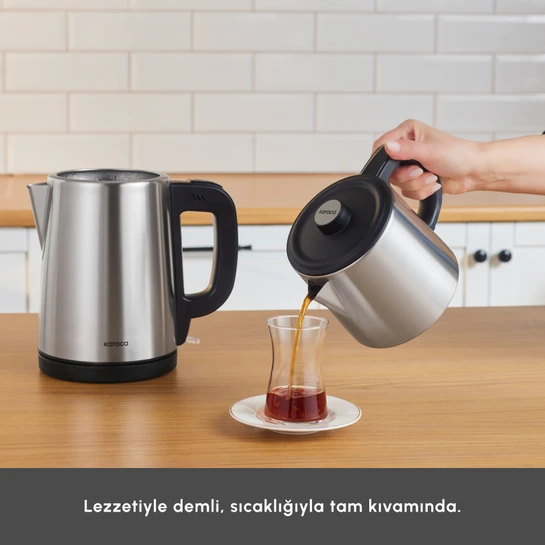 Karaca TeaBig XL 35 Çay Bardağı Kapasiteli 2 in 1 Çelik Çay Makinesi ve Su Isıtıcı Inox