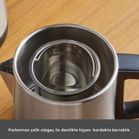 Karaca TeaBig XL 35 Çay Bardağı Kapasiteli 2 in 1 Çelik Çay Makinesi ve Su Isıtıcı Inox