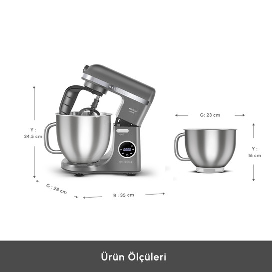 Karaca Mastermaid Chef Ultra D2000W Dijital Ekranlı Hamur Yoğurma Makinesi Galaxy Grey 7L 