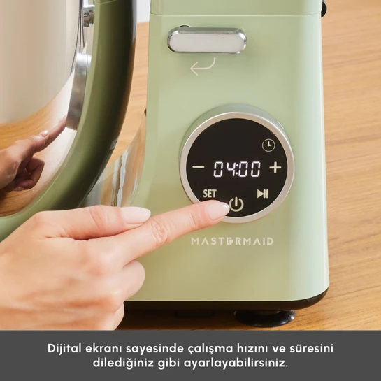 Karaca Mastermaid Chef Ultra D2000W Dijital Ekranlı Hamur Yoğurma Makinesi Cabbage Green 7L