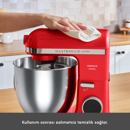 Karaca Mastermaid Chef Ultra D2000W Dijital Ekranlı Hamur Yoğurma Makinesi Imperial Red 7L 