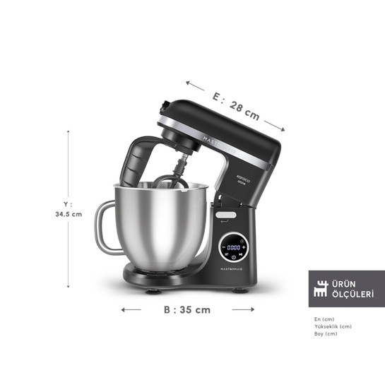 Karaca Mastermaid Chef Ultra D2000W Dijital Ekranlı Hamur Yoğurma Makinesi Matte Black 7L