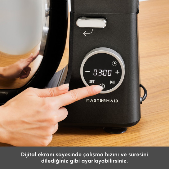Karaca Mastermaid Chef Ultra D2000W Dijital Ekranlı Hamur Yoğurma Makinesi Matte Black 7L