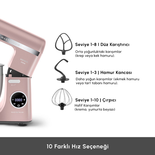 Karaca Mastermaid Chef Ultra D2000W Dijital Ekranlı Hamur Yoğurma Makinesi Rosegold 7L