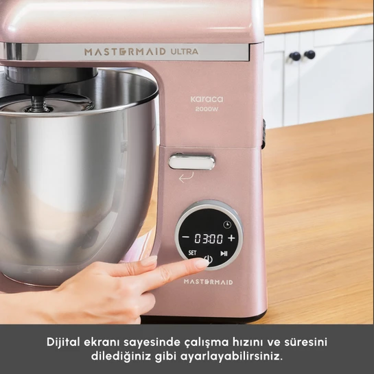 Karaca Mastermaid Chef Ultra D2000W Dijital Ekranlı Hamur Yoğurma Makinesi Rosegold 7L