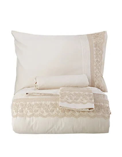 Karaca Home Serena Gold Saten Dantelli Nevresim Seti