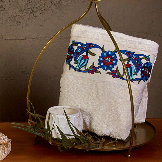 Karaca Home Mai Nakışlı Offwhite Aile Hamam Seti