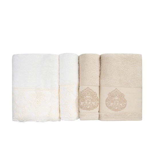 Karaca Home Trella Dantelli Krem Hamam Seti