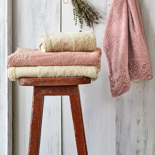 Karaca Home Valeria Royal Dantelli Rose Gold Hamam Seti
