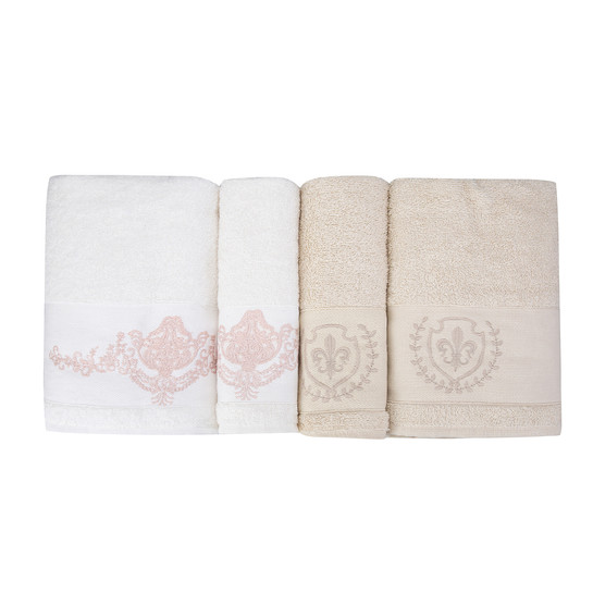 Karaca Home Desire Nakışlı Offwhite Pudra Bej Hamam Seti