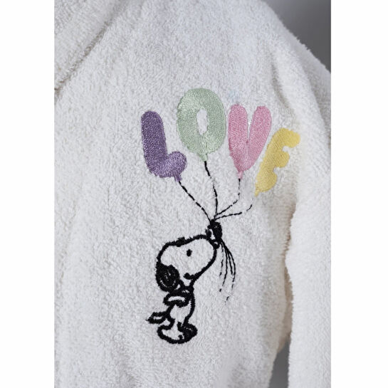 Peanuts by Karaca Home Love Nakışlı Bornoz Seti 8-10 Yaş Offwhite