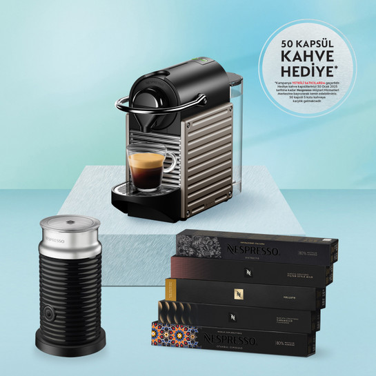Nespresso C66T Pixie Titan Kahve Makinesi ve Süt Köpürtücü Aksesuar