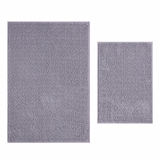 Kaşmir Home Soft Makarna Banyo Paspas Seti Gri 60x90 cm-40x60 cm 