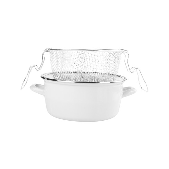 Emsan Pastel Emaye Kızartma Tenceresi Krem 24 cm