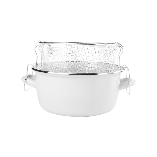 Emsan Pastel Emaye Kızartma Tenceresi Krem 24 cm