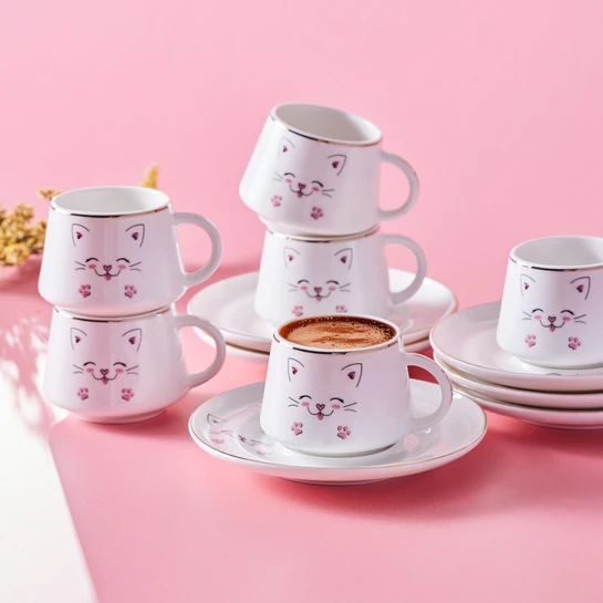 Emsan Cat Lover 6 Kişilik Kahve Fincanı Takımı