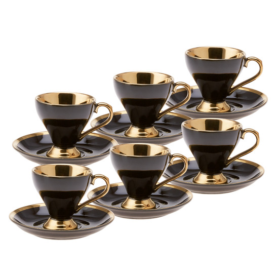 Emsan Luxury Siyah 6 Kişilik Kahve Fincan Takımı 90 ml