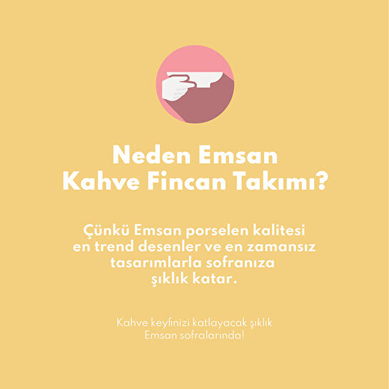 Emsan Exclusive Beyaz 6 Kişilik Kahve Fincan Takımı 90 ml