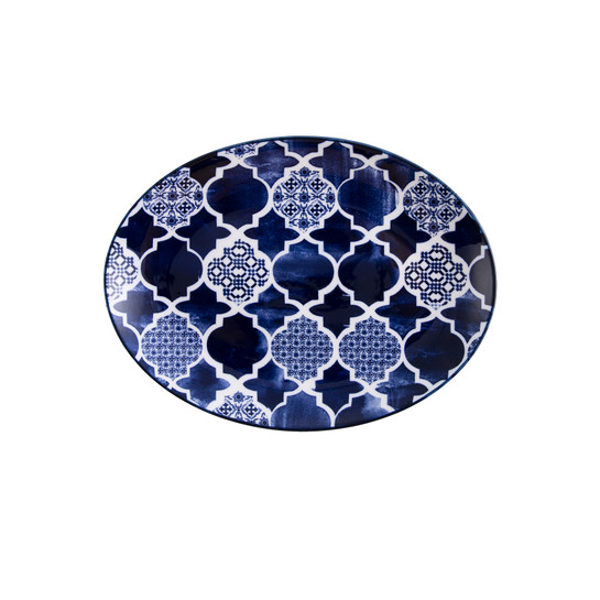 Jumbo Deep Blue Desenli Kayık Tabak 25 cm
