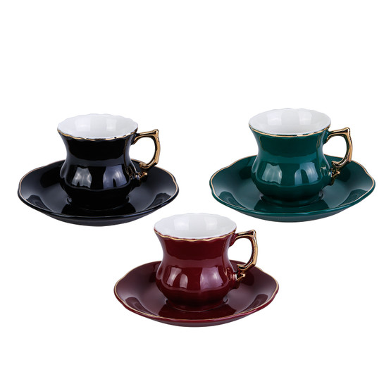 Karaca 3 Renk 1 Set 6 Kişilik Kahve Fincan Takımı