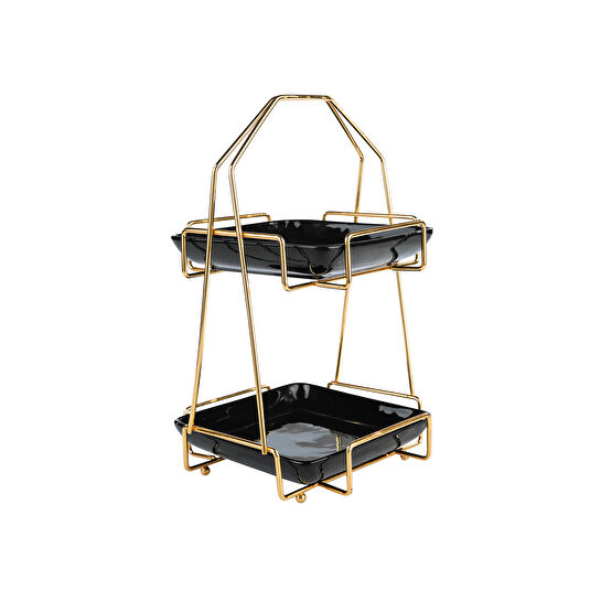 Karaca Sarah 2 Katlı Gold-Siyah Tabaklı Stand