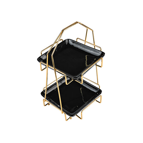 Karaca Sarah 2 Katlı Gold-Siyah Tabaklı Stand