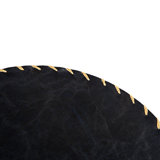 Karaca Suni Deri Çift Taraflı Siyah-Lacivert Yuvarlak Amerikan Servisi