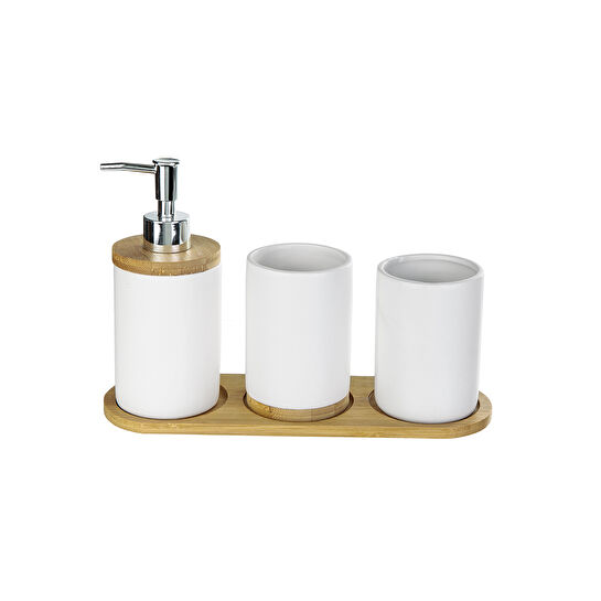 Karaca Nature Dolomite Beyaz 3lü Banyo Seti 