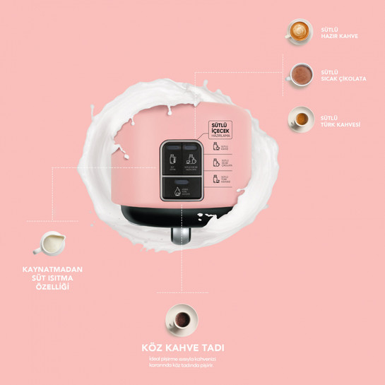 Karaca Hatır Mod Közde ve Sütlü Türk Kahvesi Makinesi Grape Pink