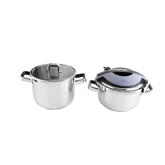 Karaca Orbit İndüksiyon Tabanlı Düdüklü Tencere Seti 4+6 Lt Siyah