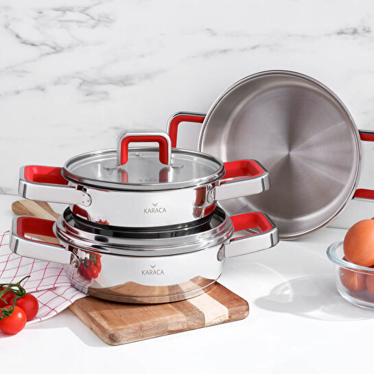 Karaca Merlot 6 Parça Çelik Sahan Seti