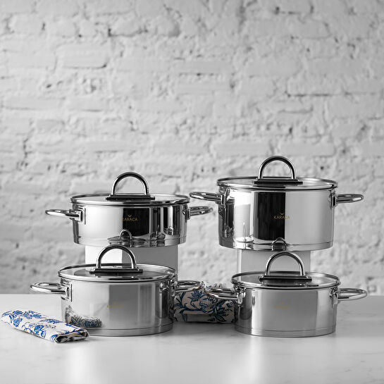 Karaca Kansai 3Ply PowerSteel 316+ Çelik 8 Parça Tencere Seti