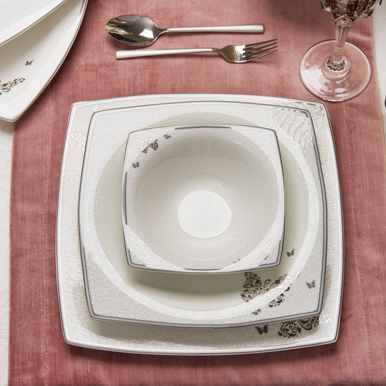 Karaca Fine Pearl Mariposa 86 Parça 12 Kişilik İnci Yemek Takımı