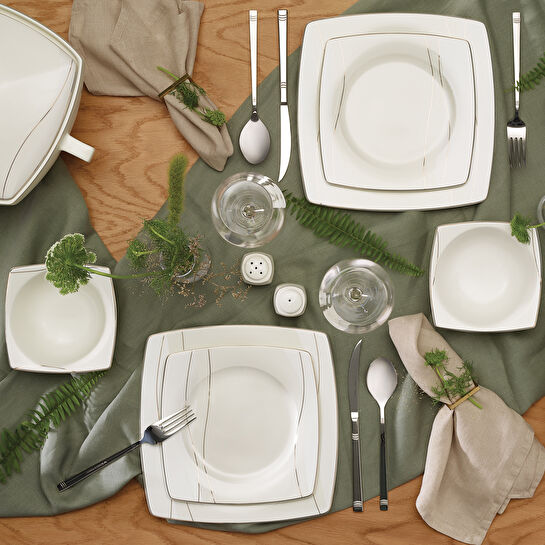 Karaca Luvi Cream 60 Parça 12 Kişilik Yemek Takımı Kare