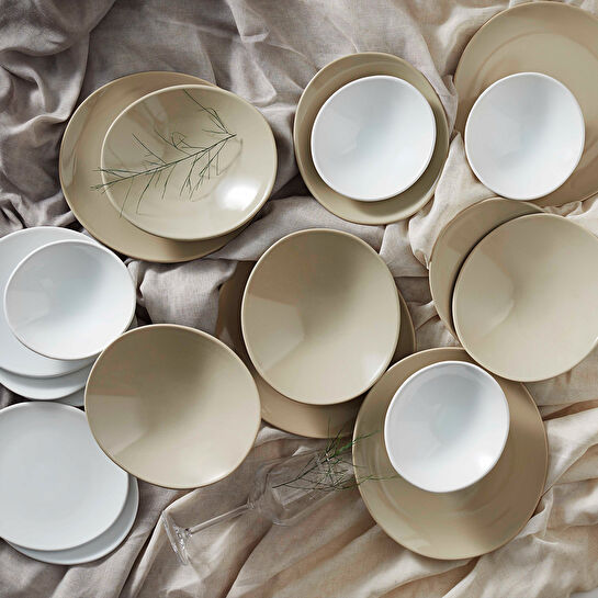 Karaca Yasu Bej 24 Parça 6 Kişilik Stoneware Yemek Takımı