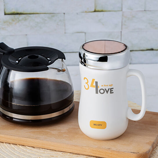 KARACA LOVE BEYAZ KAPAKLI KAHVE KUPASI