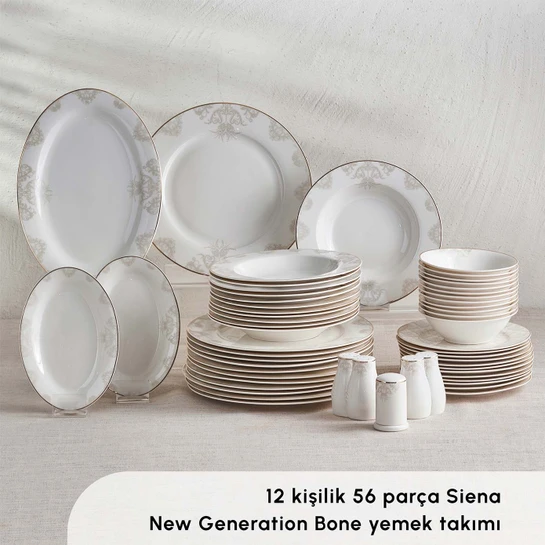 Karaca Siena New Bone 56 Parça 12 Kişilik Yemek Takımı Gold