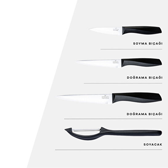 Karaca Peel Siyah 4 Parça Bıçak Seti