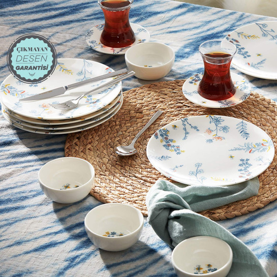Karaca Bonita Blue 26 Parça 6 Kişilik Porselen Kahvaltı/Servis Takımı