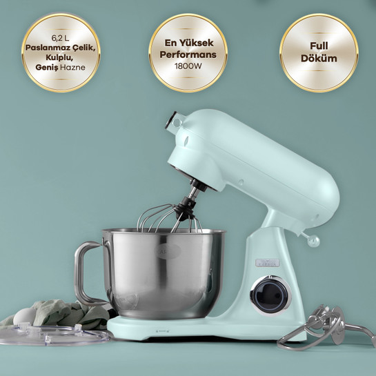Karaca Powercast Chef Döküm Stand Mikser Green Mutfak Şefi 1800W 6,2 Lt 