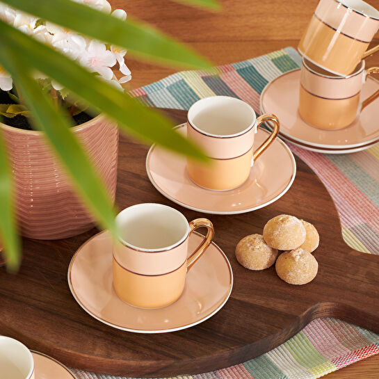 Karaca Lana Turuncu 6 Kişilik Kahve Fincan Takımı 90 ml