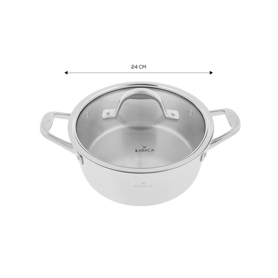 Karaca Powersteel 3Ply 316+ İndüksiyon Tabanlı Çelik Tencere 24 Cm