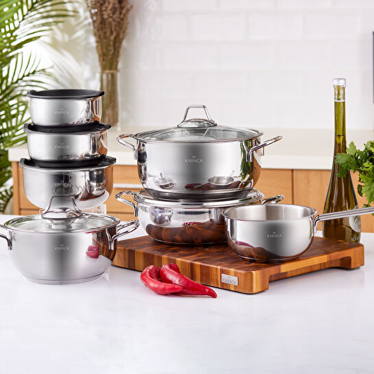 Karaca Pişir Sakla 13 Parça Çelik Tencere Seti Siyah