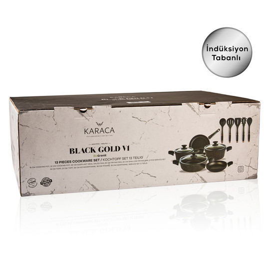 Karaca Biogranit Blackgold New İndüksiyon Tabanlı 13 Parça Tencere Seti