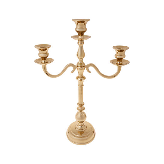 Karaca Jolie 3lü Şamdan Gold 35x30cm