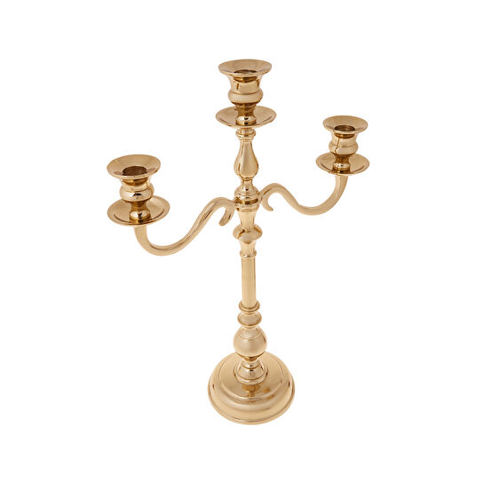 Karaca Jolie 3lü Şamdan Gold 35x30cm